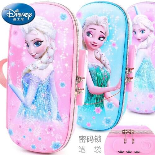 Disney Frozen Creative Password Lock Stationery Box Cartoon Large Capacity Pencil Case Cute Handbag School Supplies Gift