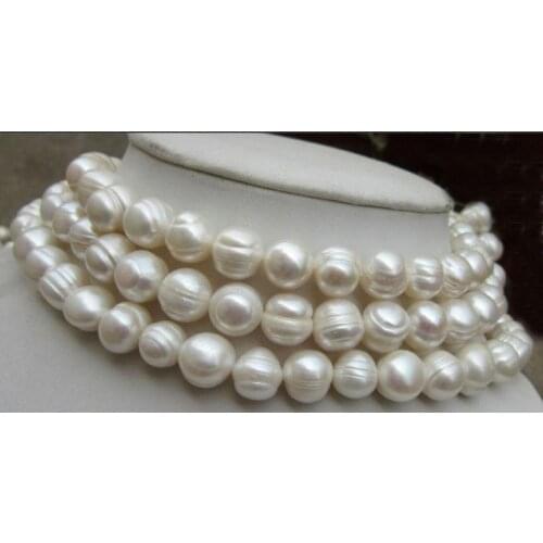 Long 25 inches Natural 10-11mm White South Sea Baroque Pearl Necklace