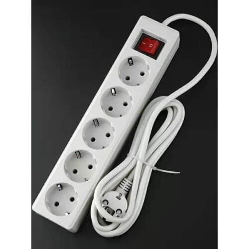 EU Standard German Type Power Strip 3/4/5 Sockets in a Row Flat Adapter Switch Drop Shipping