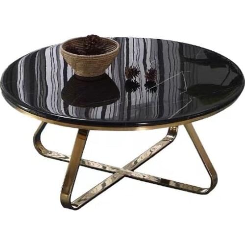 ChinaFurniture manufacturing factory, Nordic light luxury marble tabletop, creative stainless steel base coffee table