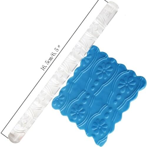 Hot Sale Transparent Acrylic Embossing Fondant Rolling Pin Embossed Roller Sugar Bead Bracelet Cupcake Baking Decorating Mold