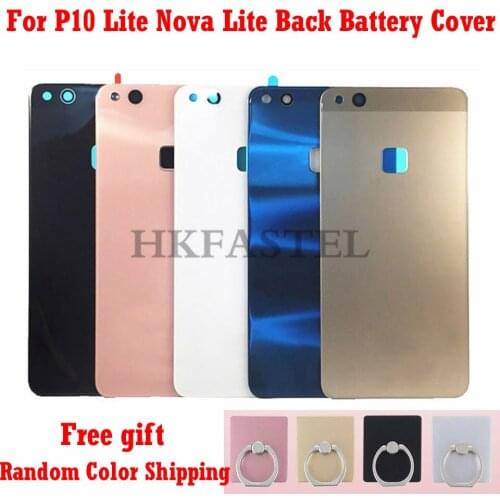 HKFASTEL New Back cover For Huawei P10 Lite Nova Lite housing back battery door cover case With Adhensive Sticker + Free gift