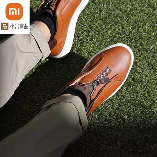 Youpin qimian Zipper Pro leather sneakers, all-round light soft elastic casual shoes 99% antibacterial insoles, comfortable feet