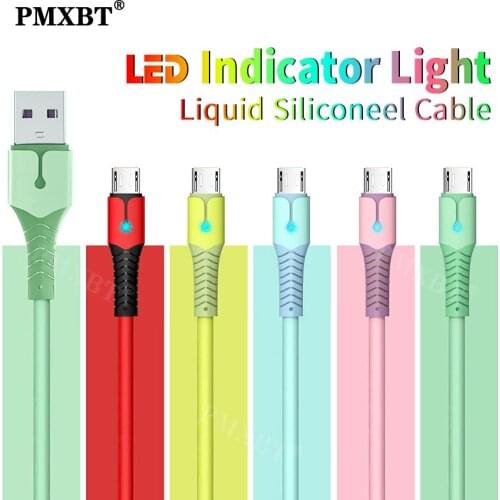 Micro USB Charge Cable Liquid Silicone Microusb Phone Wire For Huawei P20 Pro Xiaomi Redmi Mobile Phone LED Charging Data Cord