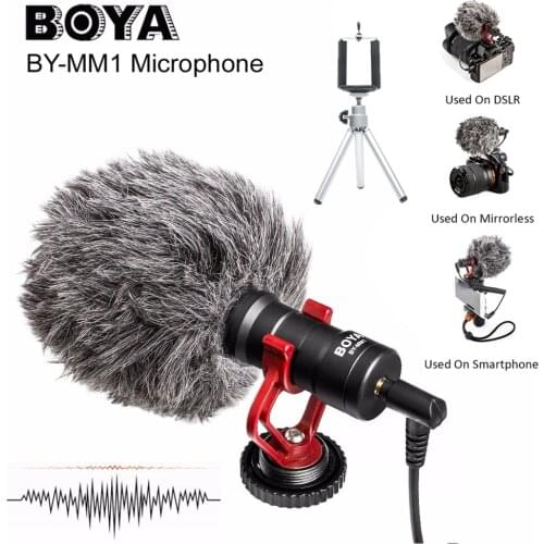 BOYA BY-MM1 Video Record Microphone Compact VS Rode VideoMicro On-Camera Recording Mic for iPhone X 8 7 Huawei Nikon Canon DSLR