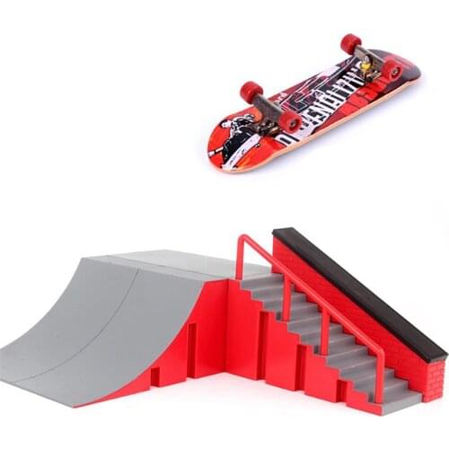 Mini Finger Skating Board with Ramp Track Toy Set for Kids Kate Park Fingerboard Skateboard Toys Children Gift Training Game