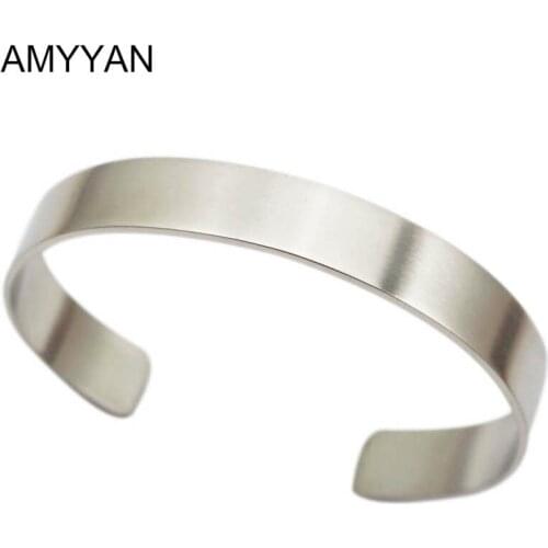 Fashion Girls Women Bracelet&Bangle European Style Silver Color Stainless Steel Blank Opening Cuff Bangle Bracelet