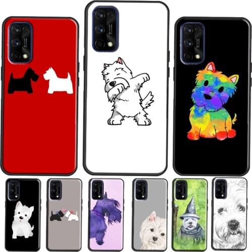 Cartoon Westie Dog Case Cover For Realme Q3 Pro 6 7 8 Pro C3 C21 GT Neo Coque For OnePlus 9R 8T Nord 8 9 Pro