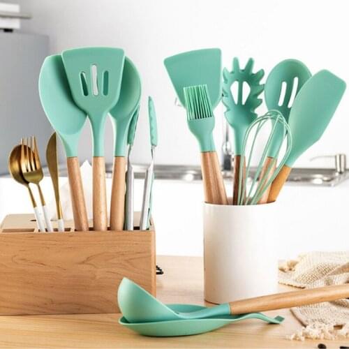 6-11Pcs/set Pink Cooking Kitchenware Tool With Wooden Multifunction Handle Spatula Spoon Kitchenware Dishes Utensils Set