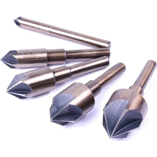 5pcs HSS 4341 5 Flutes 82 Degree Countersink Drill Set 1/4" 3/8" 1/2" 5/8" 3/4" Chamfering Tool