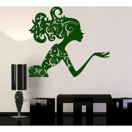 Beauty Salon Wall Decals Fairy Patterns Wall Stickers For Girls Women Bedroom Sexy Hair Spa Salon DIY Self-adhesive Mural L336