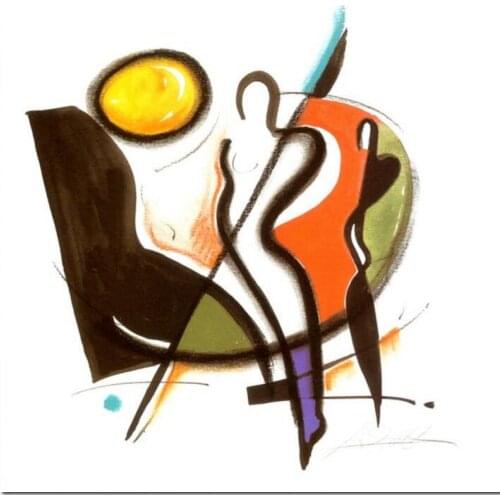 Hand Painted Wall Art For Living Room Canvas Abstract Oil Painting Boogie Woogie Piano Man Modern Artwork Picture Christmas Gift