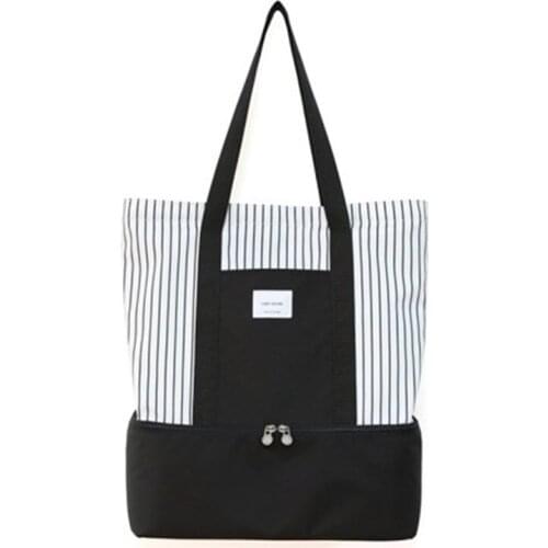 Nylon Insulated Lunch Bag Women Large Thermal Food Bags Travel Organizer Shoulder Bag Portable Meal Prep Bags Beach Hand Tote