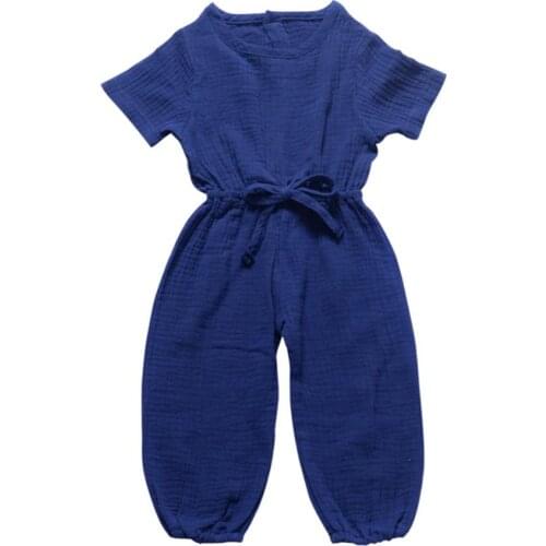 Baby Girls Clothes Summer Pants Children Solid Print Cotton Short Sleeve Elastic Suspenders Pants Overalls Romper