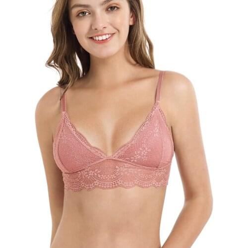 Wholesale Ladies Lace Bralette Bra Top Sexy Halter Lingerie Underwear Intimate Bra 3/4 Cups Crop Unlined Soft Bras Translucent