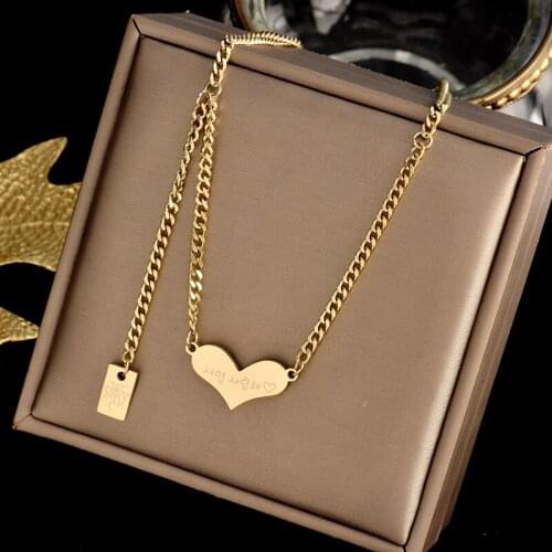 Colorfast 316L stainless steel necklace high fashion charm heart-shaped tassel clavicle chain light luxury gift womens jewelry