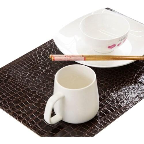 1PC European Style PU Placemat Leather Crocodile Pattern Table Mat Coffee Coasters for Kitchen Tableware Tool