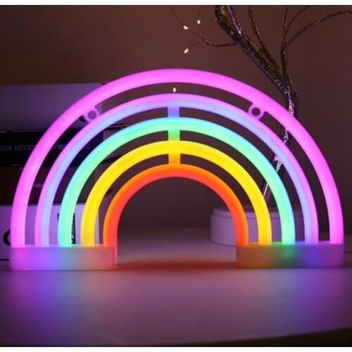 Rainbow Light Neon Signs Night Lights Wall Hanging Bedroom Decor Rainbow Hanging Night Lamp Home Party Holiday Decor Xmas Gift