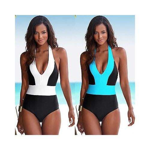 Hirigin Sexy one piece Bandage swimsuit for women solid white and blue one shoulder cut out swimsuit monokini swimsuit bodysuit