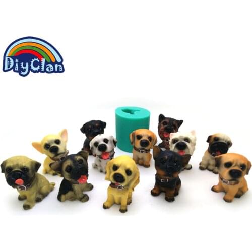 Dog shape silicone handmade plaster animal candle molds 3D dog 12 styles dessert decorators mold kitchen baking S0014XG25