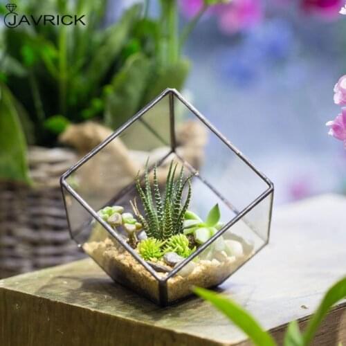 Modern Glass Terrarium Storage Box Clear Glass Geometric Terrarium Succulent Plant Display Box Decorative Votive Candle Holder
