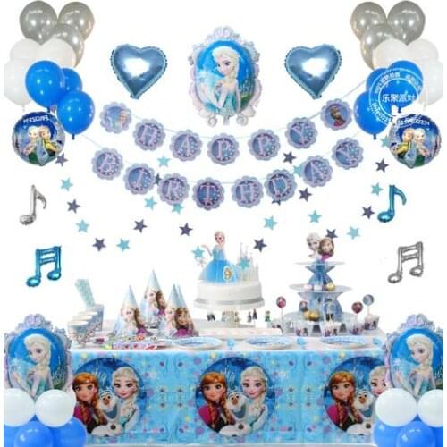 Disney Frozen Party Elsa Princess Balloons Napins Tableware Birthday Party Decoration Baby Shower Decorations First Birthday