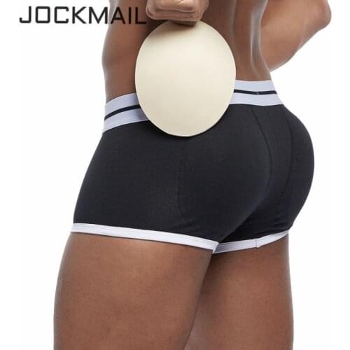 JOCKMAIL Brand Bulge Enhancing Men Underwear Boxers Magic Buttocks Include Penis Push Up Cup + Hip Buttocks 2 Removable Push Cup