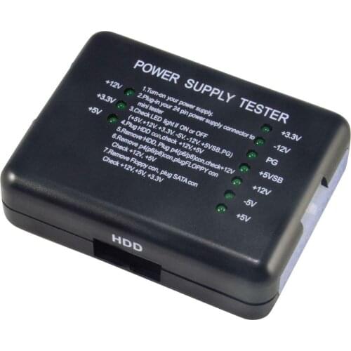 ATX power PSU tester 20/24 pin, SATA, Molex hard disk connector is suitable for PC