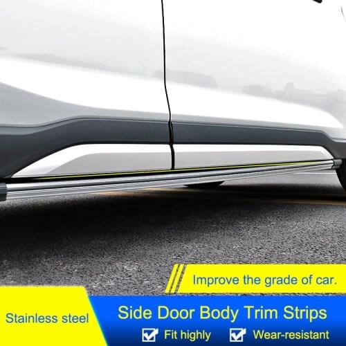 QHCP Car Side Door Body Molding Line Cover Trim Protector Anti-collision Stainless Steel Accessory 4Pcs For Subaru Forester 2019