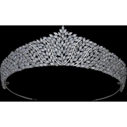 Tiaras and Crown HADIYANA Estilo europeo Gorgeous Wedding Hair Accessories Jewelry Crown Headband Zircon BC5735 Corona Princesa