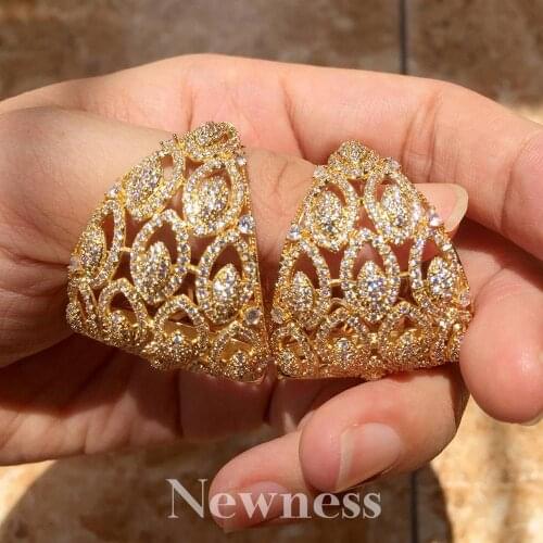 Newness Trendy Geometric Flower Earrings For Women Accessories Full Cubic Zirconia Earrings Jewelry pendientes