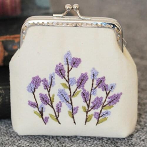 Women Sewing Chinese Style Needlework DIY Embroidery Purse Set Cross Stitch Materials Gift Flower Tree Coin Wallet Vintage Small