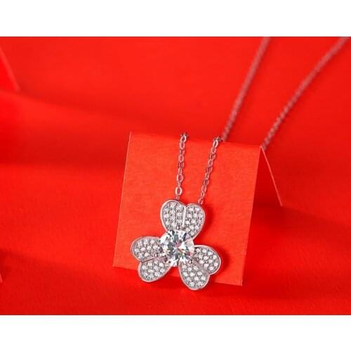 925 Sterling Silver Necklace Passed Diamond Test Perfect Cut Moissanite Flower Pendant Women Fashion Diamond Jewelry Necklace