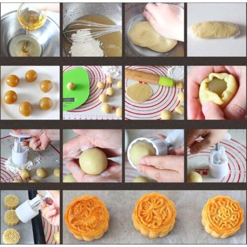 100g Mooncake Mold 10pcs Stamps Barrel Hand Press Moon Cake Pastry Mould Bakware R7RC