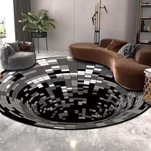 3D Vortex Illusion Rug Swirl Print Optical Illusion Areas Rug Carpet Floor Pad Non-slip Spiral Doormat Mats for Home Room Decor