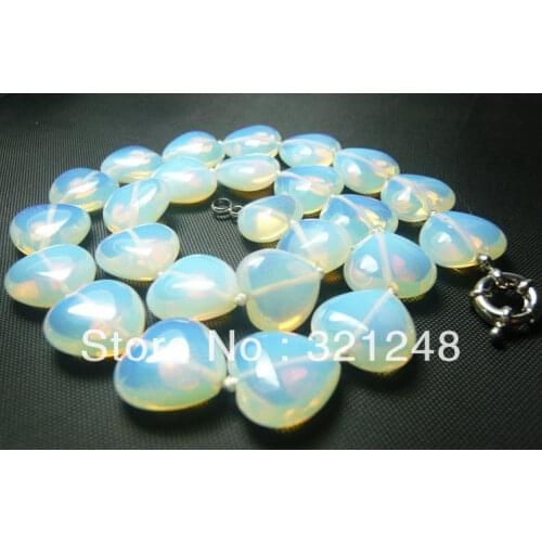 Free shopping new 2014 diy 10mm Sri Lanka Moonstone heart shape necklace 18 " GE5276