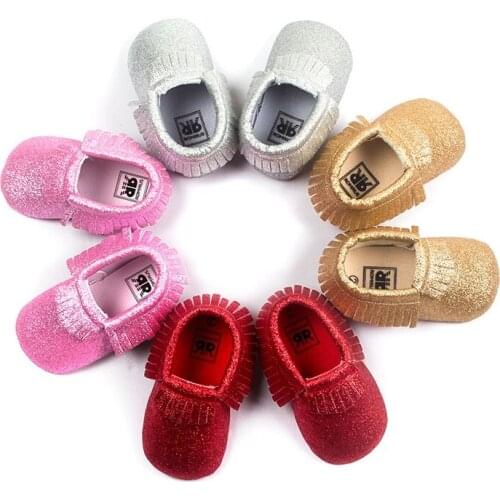 Shiny Sparking Baby Boys Shoes Girls Moccasins Newborn First Walkers Shoes New Year Festival Gift