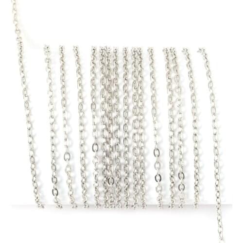 10M 2.5mm Rhodium Plated Link-Opened Curb Iron Bulk Chains For Jewelry Findings DIY Charms Necklace Bracelet Crafts Handmade