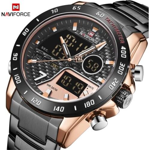 NAVIFORCE Luxury Brand Men Watch Military Sport Digital Quartz Clock Full Steel Waterproof Timepiece Relogio Masculino 2020 New