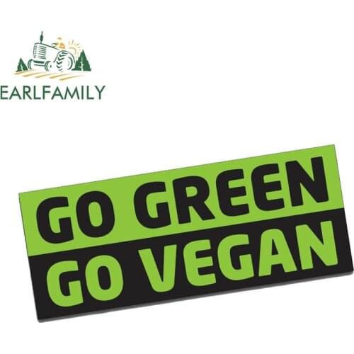 EARLFAMILY 13cm x 6.9cm Car Sticker GO GREEN GO VEGAN Bumper Sticker Car Truck 4X4 JDM Novelty Automobile Waterproof Accessories
