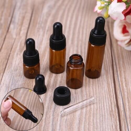 10pcs Amber Glass Dropper Bottles With Black Cap For Essential Oil Perfume Sample Bottle Aromatherapy