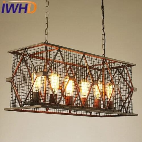 IWHD 6 Heads Lamparas Style Loft Industrial Lighting Pendant Light Fixtures Rusty color Iron Retro Lamp Suspension Luminair