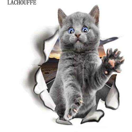 1PC Cute 3D Kitten Toilet Sticker Cat On The Wall Kitchen Refrigerator Stickers For Living Room Bedroom Home Decor