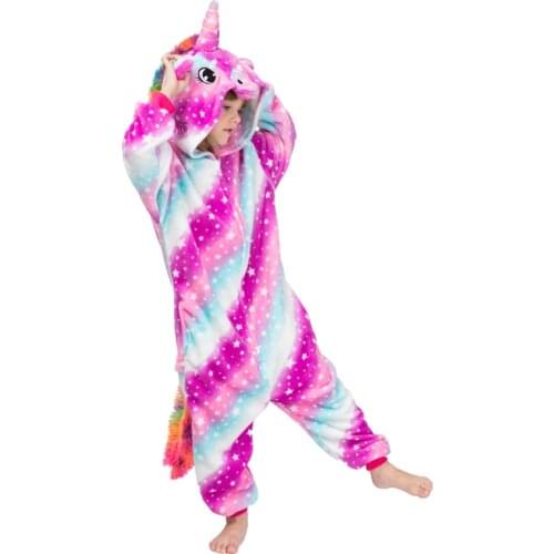 Kigurumi Girls Toddler One Piece Flannel Pajamas Children Panda Leopard Tiger Cartoon Animal Pijamas Unicorn Licorne Pyjamas