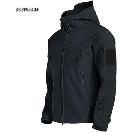 Military Shark Skin Soft Shell Jacket Men Outdoor Tactical Waterproof Jacket Men Army Combat Jacket Hooded Bomber Jacket