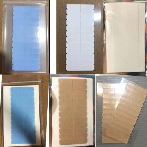 Hair Extension Tape Adhesive 5 sheets(60Tabs) Precut Blue White for Tape Hair Extension Replacement Waterproof Tape for Wigs