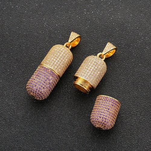 2020 Men Hip hop Iced Out Capsule pendant necklaces Pave setting Zircon Detachable Fashion personality hiphop necklace jewelry