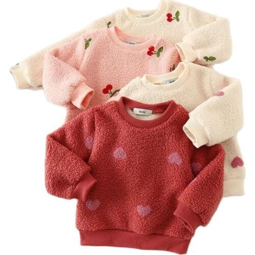 Autumn And Winter Boys And Girls Sweaters 2021 Fashion New Teddy Velvet Warmth Plus Velvet Thick Round Neck Sweater 2-8Years