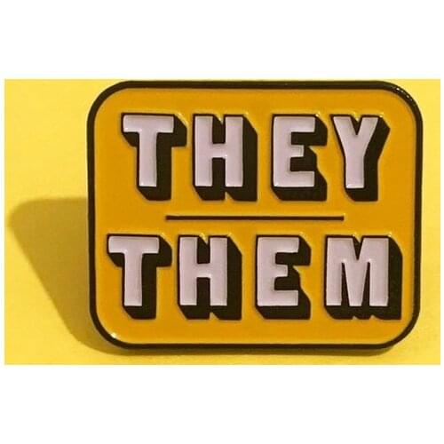 Sale They/Them Enamel Pins Purple Pronoun Pin Brooches Fashion Metal Medal Lapel Badges Backpack Jewelry Accessories 2021