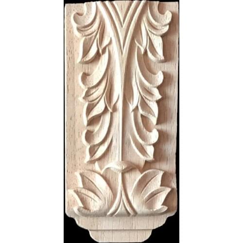Wood Carving Natural Wood Corner Flower Carved for Furniture Cabinet Unpainted Wooden Mouldings Decal Decorative Figurines